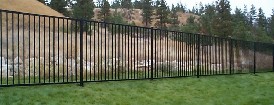 Perimeter Yard Fence With Solid Steel Powder Coated Pickets, Rails and Posts